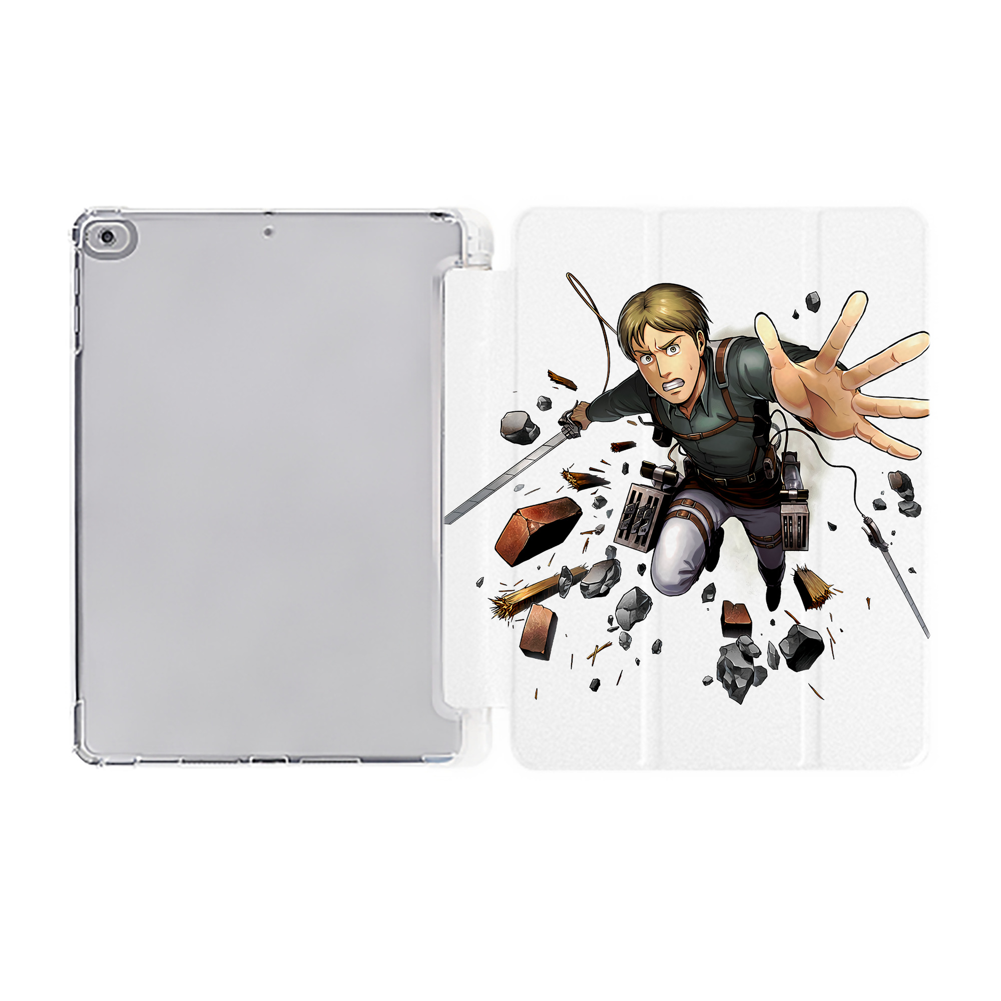 （画像用） 進撃の巨人 Attack on Titan IPad ケース ペン収納付き 三つ折りスタンド PUレザー×シリコン 対応機種9.5/10.5/10.9インチ
